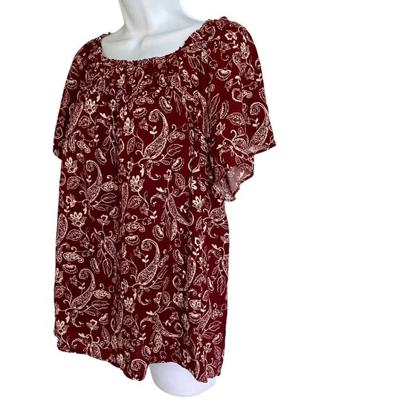 BUNULU Floral Paisley Flutter Short Sleeve Top Women's Medium NEW NWT - Picture 3 of 9